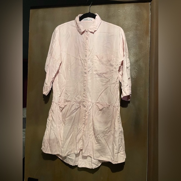 Zara Light Pink Mini Shirt Dress - Picture 5 of 9